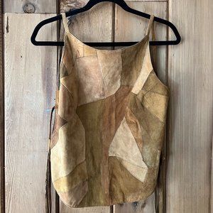 Vintage Suede Patchwork Cami with Open Back